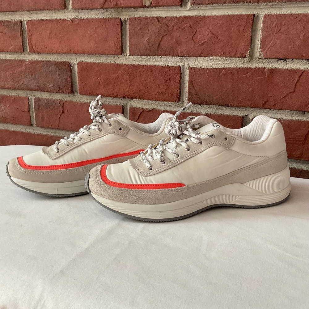 A.P.C. Cream Sneakers with Red-Orange Accent